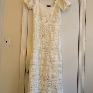 New Zara white maxi crochet knit dress.